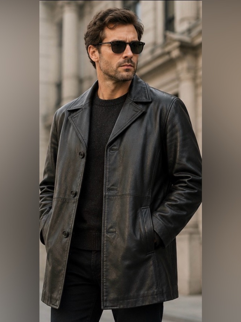 Danier Men’s Genuine Leather Coat L Black Zip-Out Thermolite Liner